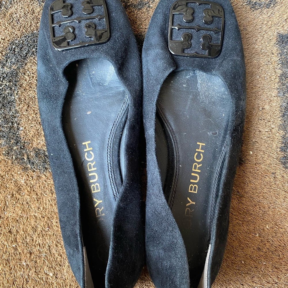 TORY BURCH Georgia Ballet Flat in Black Suede & Leather Sole Women’s Sz 6.5 - Picture 2 of 9
